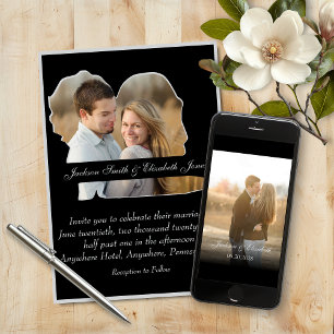 Moderne Elegante Braut und Groom Form Foto Hochzei Einladung