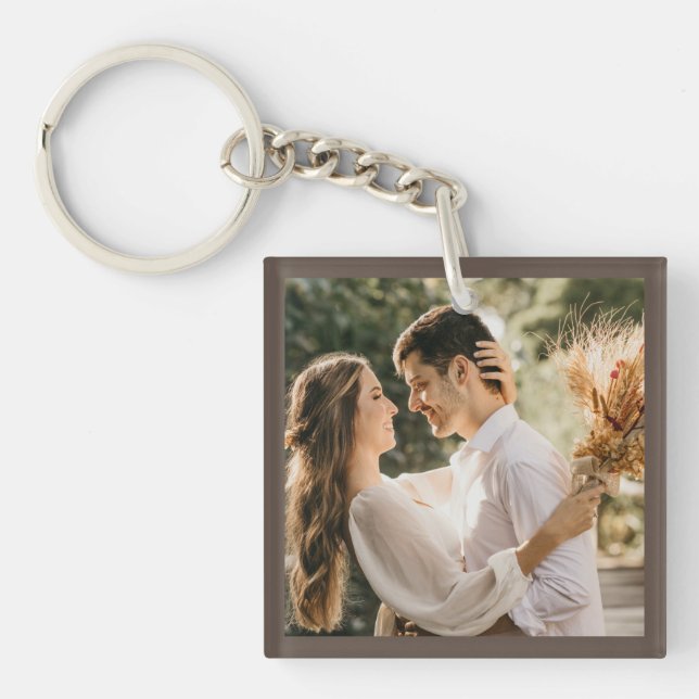 Moderne Elegante Braut und Groom Wedding Foto Keyc Schlüsselanhänger (Vorderseite)