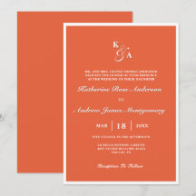 Moderne, elegante Bright Orange Monogram Wedding