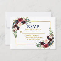 Moderne Elegante Burgund Bläserblume Hochzeit Gold