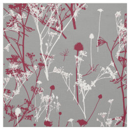 Moderne elegante Burgunder-Wildblumen auf Grau Stoff