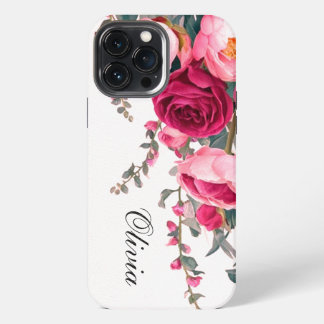 Moderne elegante burgunderrote rosa Rose iPhone 13 Pro Max Hülle