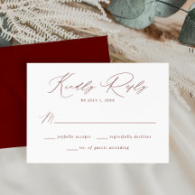 Moderne, elegante Burgundy Script Wedding