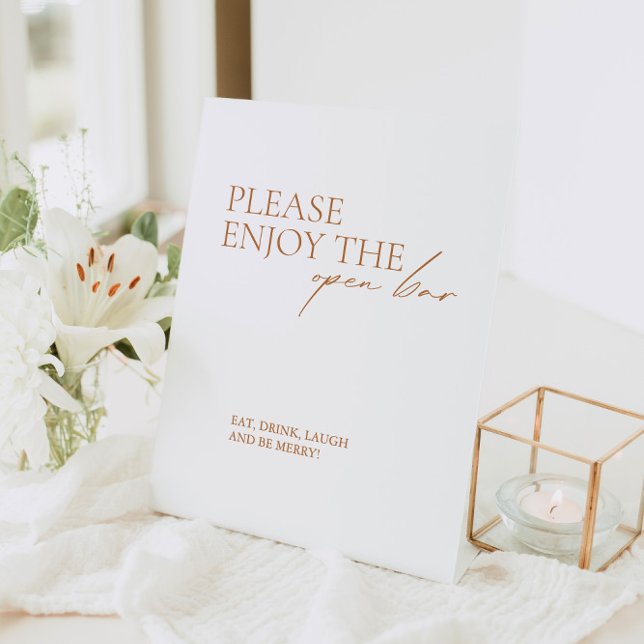 Moderne elegante Calligraphie White Open Bar Sockelschild (Von Creator hochgeladen)