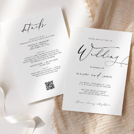 Moderne Elegante Calligraphy QR Wedding Einladung