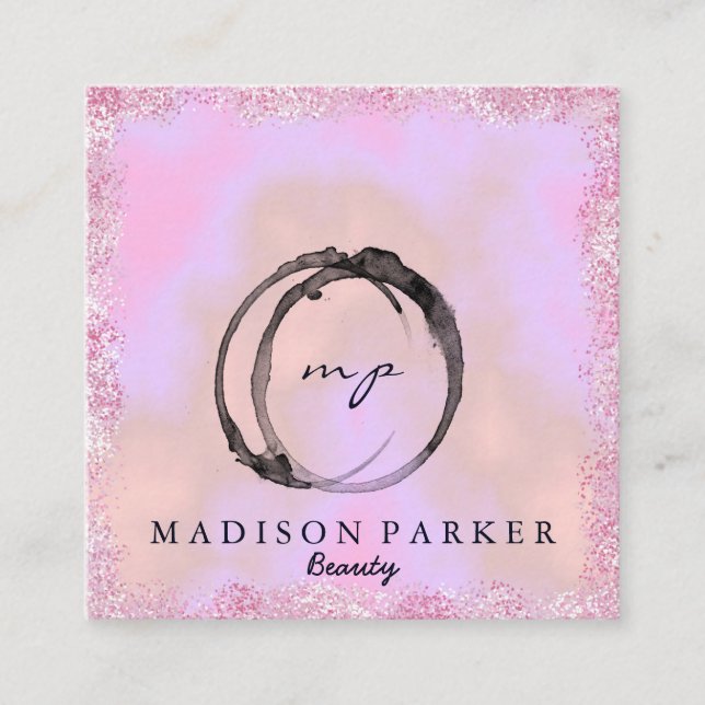Moderne Elegante Champagne Abstrakt Beauty Stylist Quadratische Visitenkarte (Vorderseite)