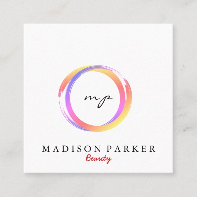 Moderne Elegante Champagne Abstrakt Beauty Stylist Quadratische Visitenkarte (Vorderseite)