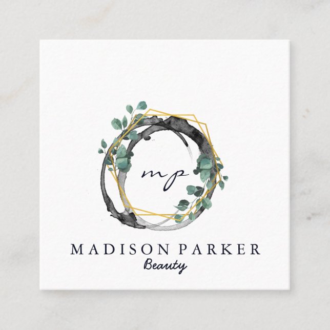 Moderne Elegante Champagne Abstrakt Beauty Stylist Quadratische Visitenkarte (Vorderseite)