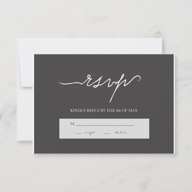 Moderne elegante Charcoal Wedding RSVP Karte (Vorderseite)