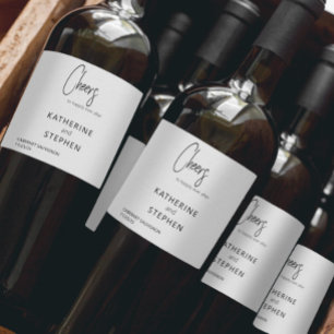 Moderne Elegante Cheers Wedding Custom Weinetikett