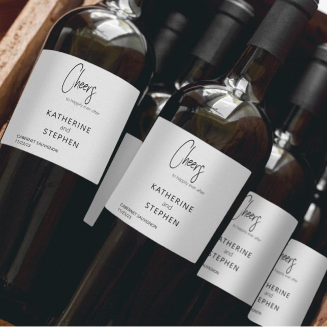 Moderne Elegante Cheers Wedding Custom Weinetikett (Von Creator hochgeladen)