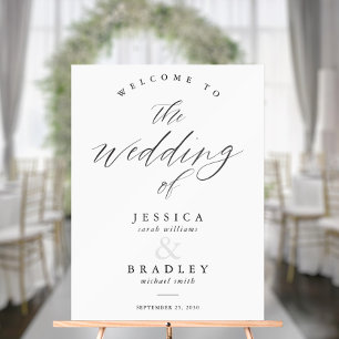 Moderne Elegante Chic Calligraphy Wedding Willkomm Acrylschild