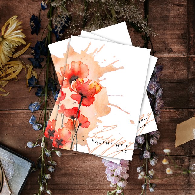 Moderne Elegante Chic Floral Valentine Karte (Von Creator hochgeladen)