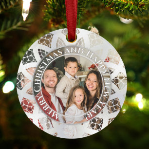 Moderne Elegante Chic Glas Silber Schnee Ornament