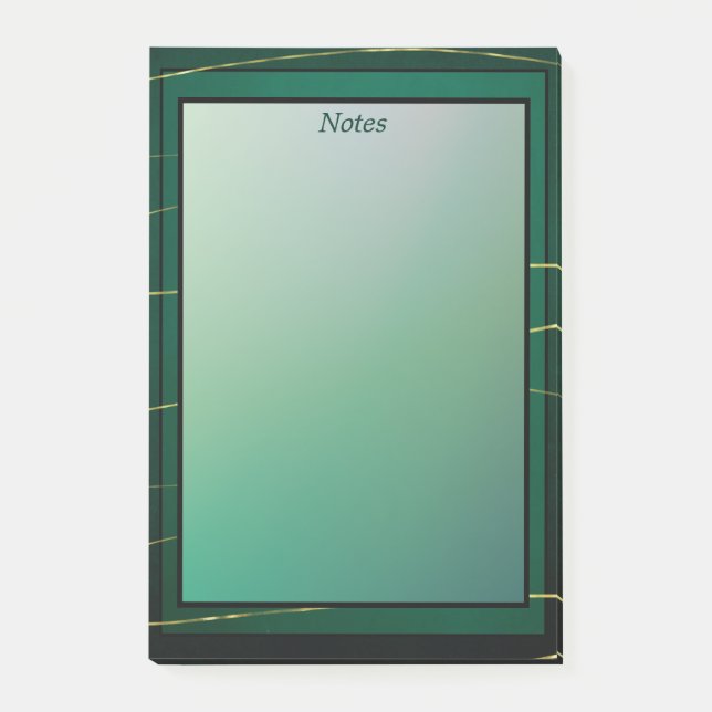 Moderne Elegante Chic Green und Gold Post-it Klebezettel (Vorderseite)