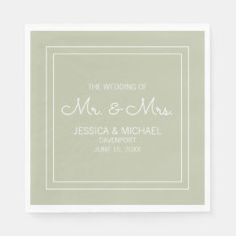 Moderne Elegante Chic Sage Green White Wedding Serviette