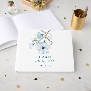 Moderne Elegante Chic Staubblaue Hochzeit Gästebuch