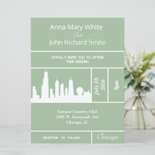 Moderne Elegante Chicago City Skyline Einladung