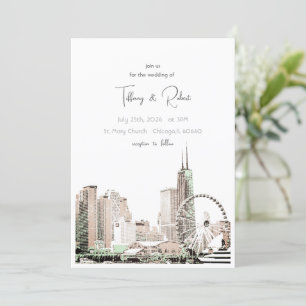 Moderne elegante Chicago-Skyline Einladung