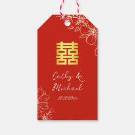 Moderne elegante chinesische Hochzeitsschrift mit  Geschenkanhänger