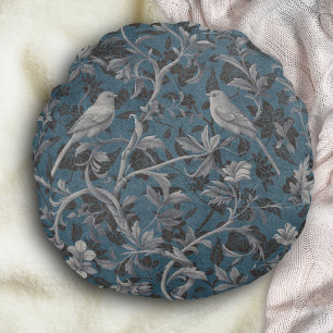 Moderne elegante Chinoiserie-Blumenmuster Rundes Kissen