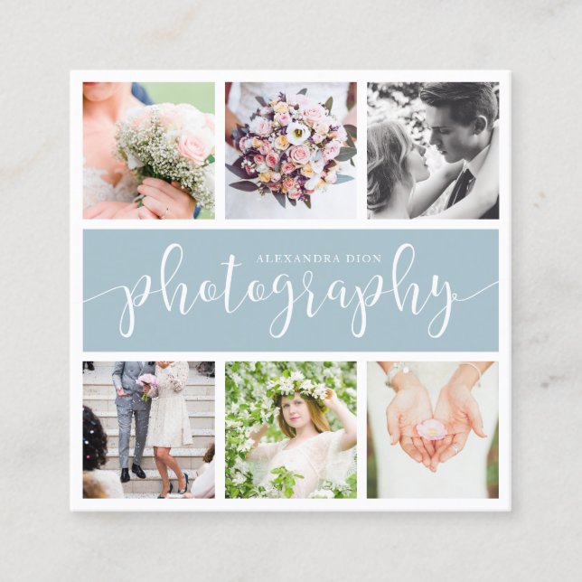Moderne, elegante Collage Fotografie aus Foto Quadratische Visitenkarte (Vorderseite)