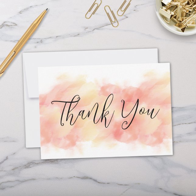 Moderne elegante Coral Peach Flat Danke Karten (Elegant Modern Simple Minimal Coral and Peach Thank You Cards)