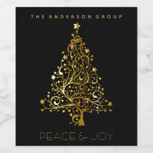 Moderne Elegante Corporate Gold Peace Joy Holiday Weinetikett