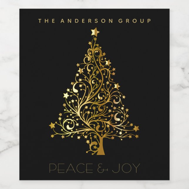 Moderne Elegante Corporate Gold Peace Joy Holiday Weinetikett (Einzelnes Label)
