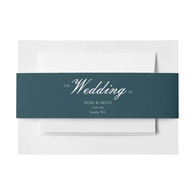 Moderne elegante Cotton Dark Green Wedding Einladungsbanderole (Vorderseite Beispiel)