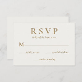 Moderne elegante Cream Gold Wedding RSVP Card