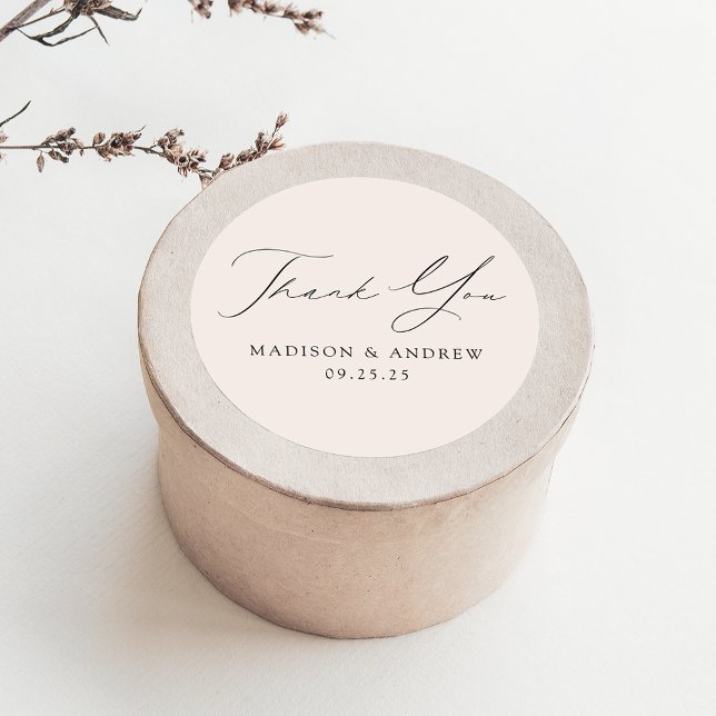 Moderne, elegante Cream Wedding Danke Runder Aufkleber (Von Creator hochgeladen)