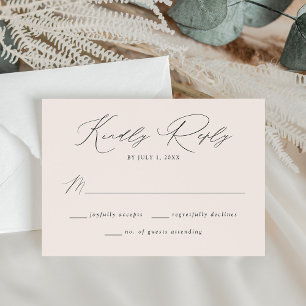 Moderne, elegante Cream Wedding RSVP Karte