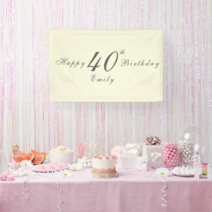 Moderne elegante Creme 40. Geburtstagsfeier Banner
