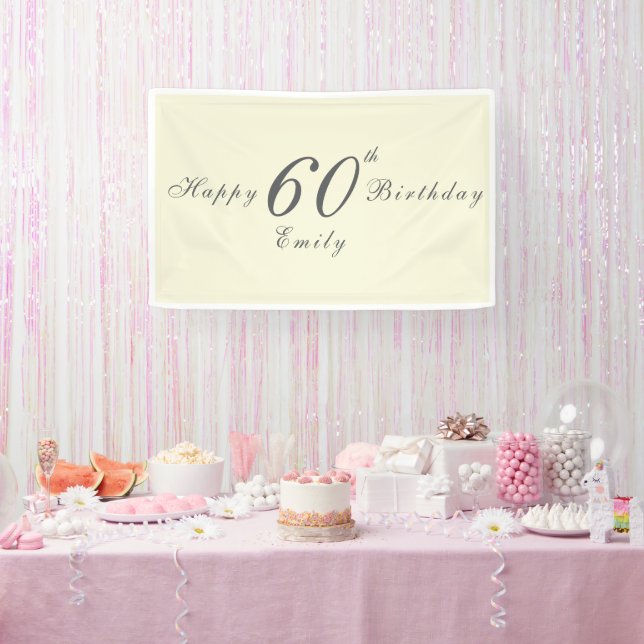 Moderne elegante Creme 60. Geburtstagsfeier Banner (Party)