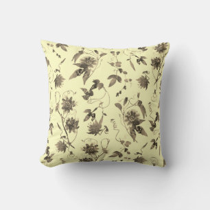 Moderne Elegante Creme Beige Brown Floral Kissen