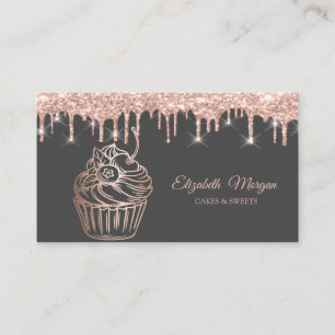Moderne elegante Cupcakes, Süßigkeiten, Drips Visitenkarte