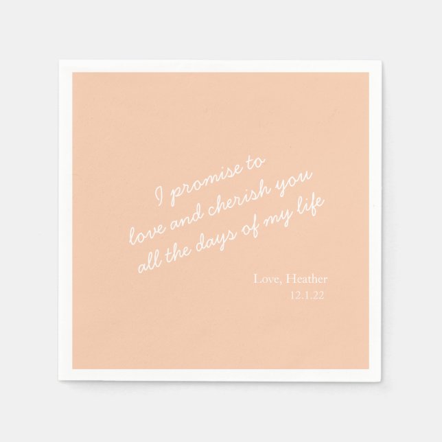 Moderne Elegante Custom Vow Simple Wedding with Na Serviette (Vorderseite)