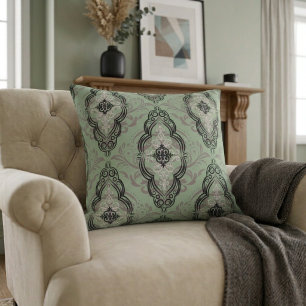 Moderne elegante Damask Muster Grün Kissen