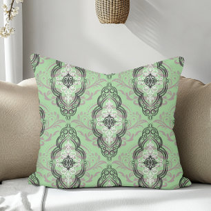 Moderne elegante Damask Muster Grün Kissen