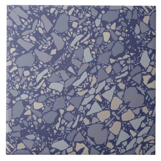 Moderne Elegante Dark Blue Terrazzo Fliese (Vorderseite)