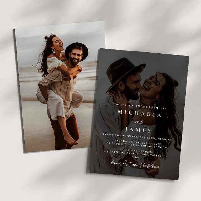 Moderne elegante Dark & Moody Simple Wedding Einladung (Von Creator hochgeladen)
