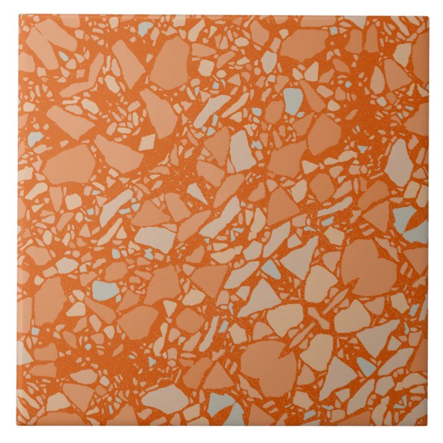 Moderne Elegante Dark Orange Terrazzo Kunst, Dicht Fliese (Vorderseite)
