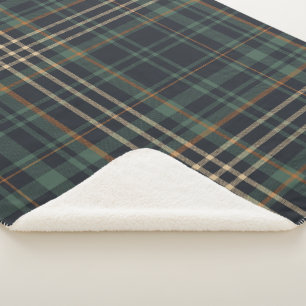 Moderne elegante dunkelgrüne Karos Sherpadecke