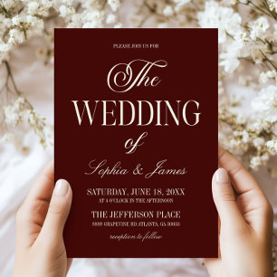 Moderne elegante dunkle Burgunder-Hochzeit Einladung