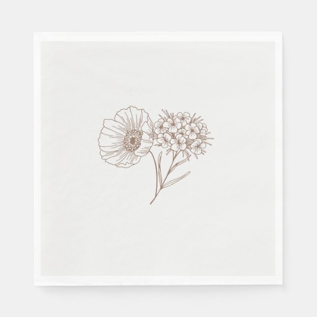 Moderne Elegante Einfache botanische Wildblume Serviette (Vorderseite)