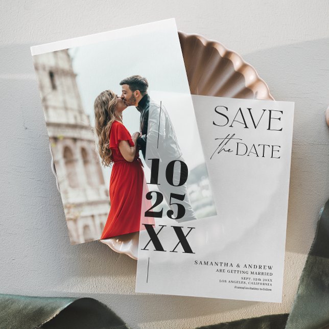 Moderne Elegante Einfache, fette Schrift Save the  (Modern Elegant Simple Bold Script Save the Date Vellum Invitations)