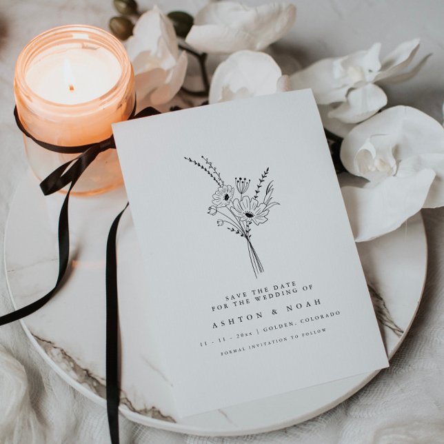 Moderne Elegante einfache, florale Save the Date K Einladung (Von Creator hochgeladen)