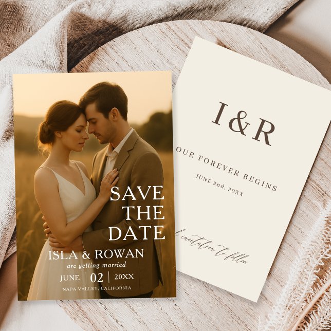 Moderne elegante einfache Foto-Hochzeit Save The Date (Von Creator hochgeladen)