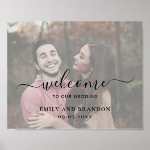 Moderne Elegante Einfache Foto Willkommen Hochzeit Poster